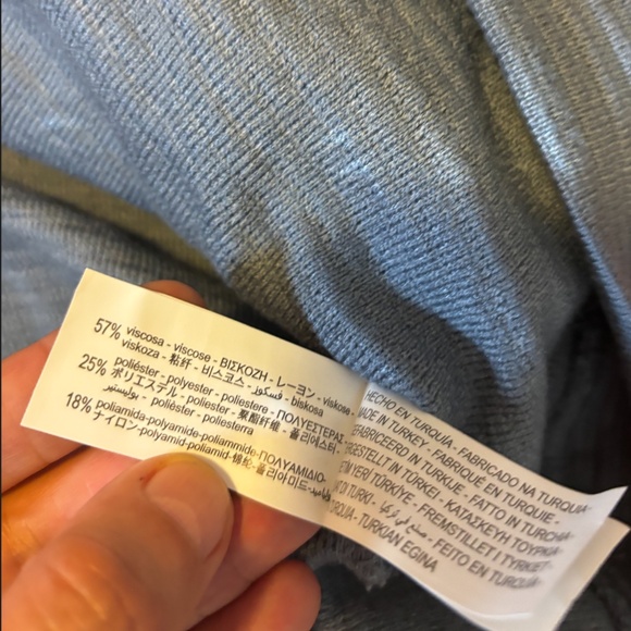 Zara petrol blue textured striped long sleeve sweater made in Europe NWT - Picture 6 of 7